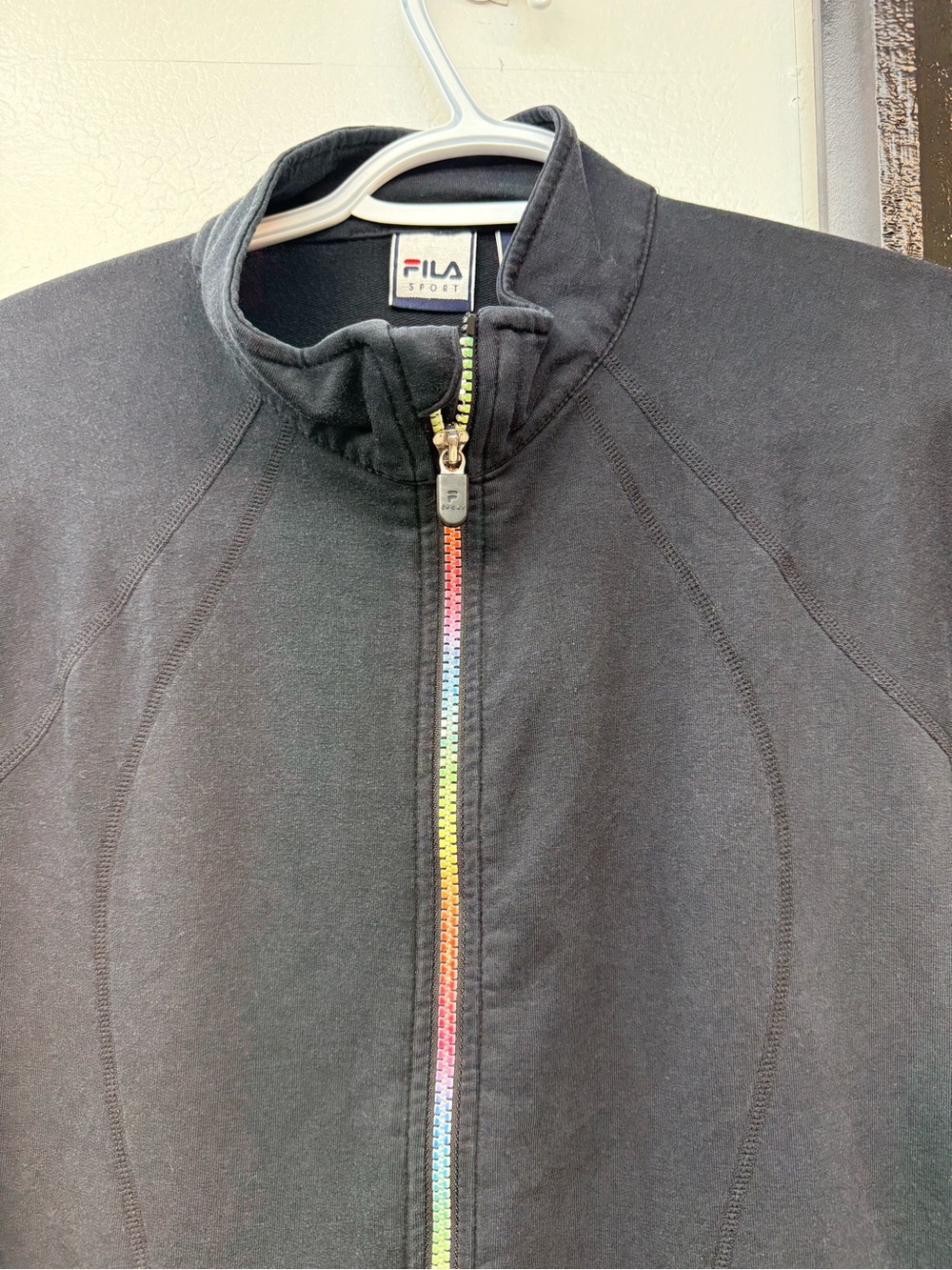 FILA Black Lightweight Jacket with Rainbow Zip - Picture 2 of 5
